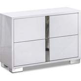 Alice Left & Right Nightstand Set in White Finish & Chrome